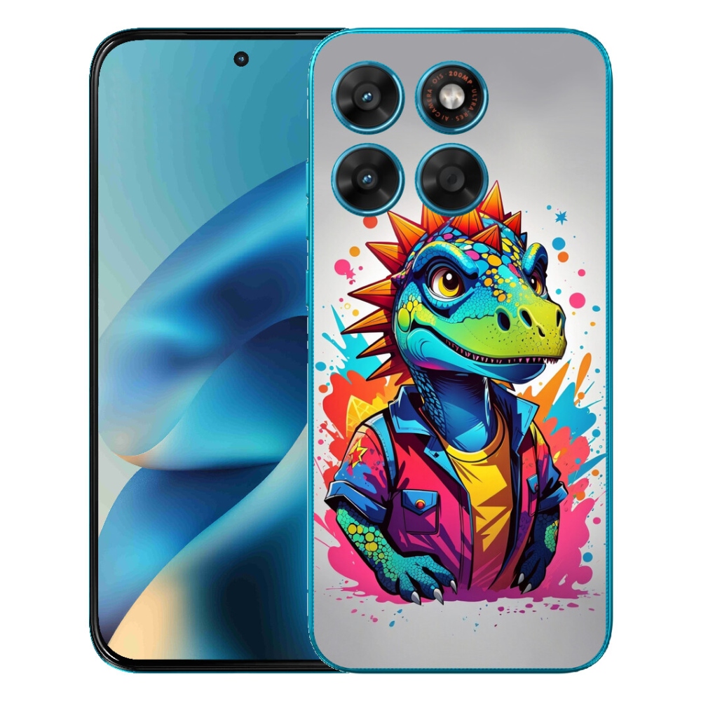 Gélový obal mmCase pre Motorola Moto G87/G77/G67 – farebný dinosaurus