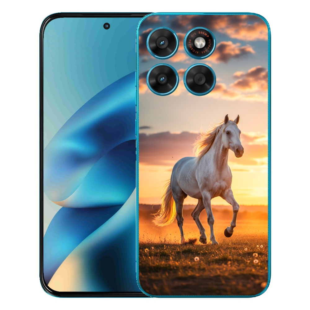 Gélový obal mmCase pre Motorola Moto G87/G77/G67 – bežiaci biely kôň 2