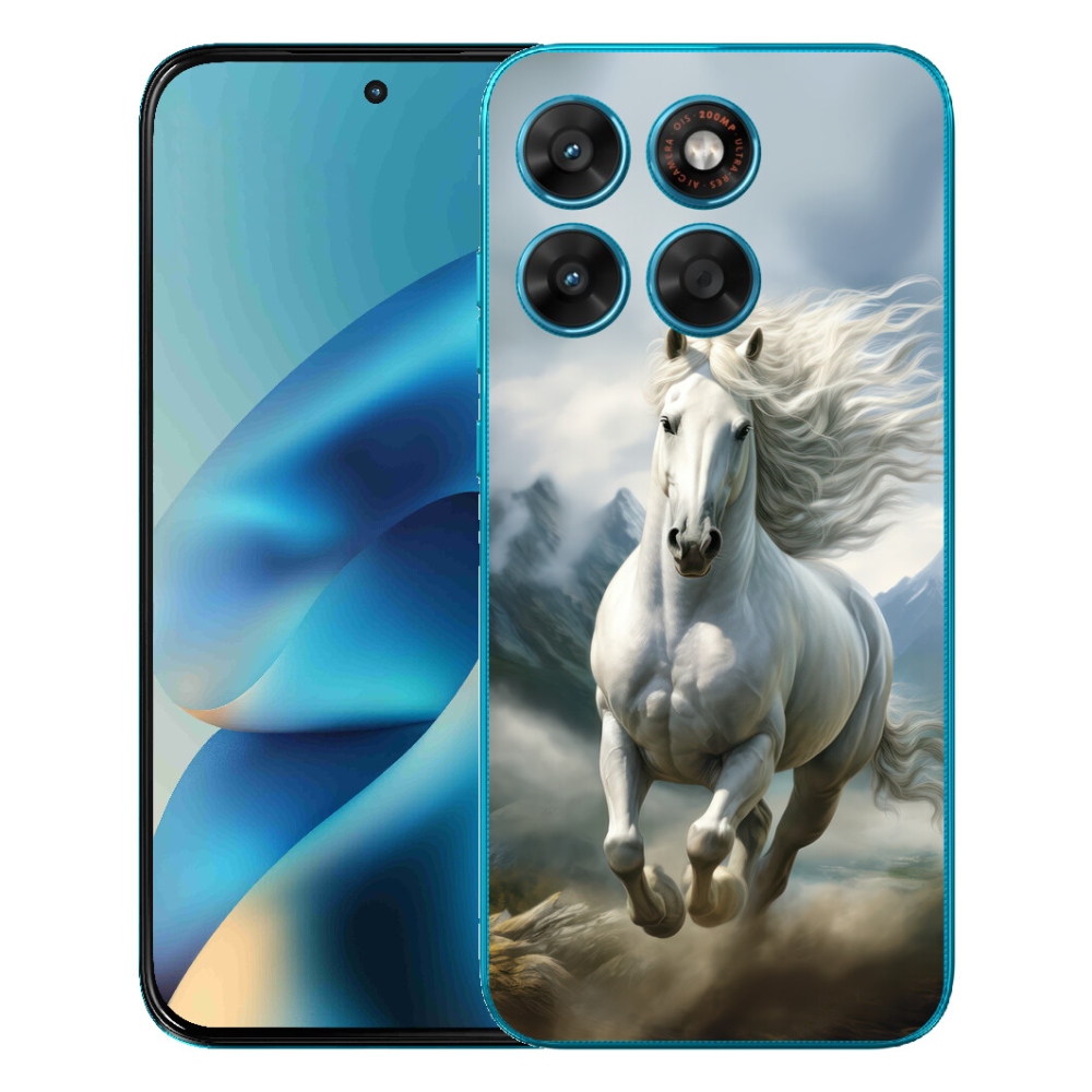 Gélový obal mmCase pre Motorola Moto G87/G77/G67 – bežiaci biely kôň 3
