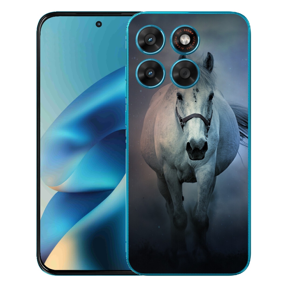 Gélový obal mmCase pre Motorola Moto G87/G77/G67 – bežiaci biely kôň