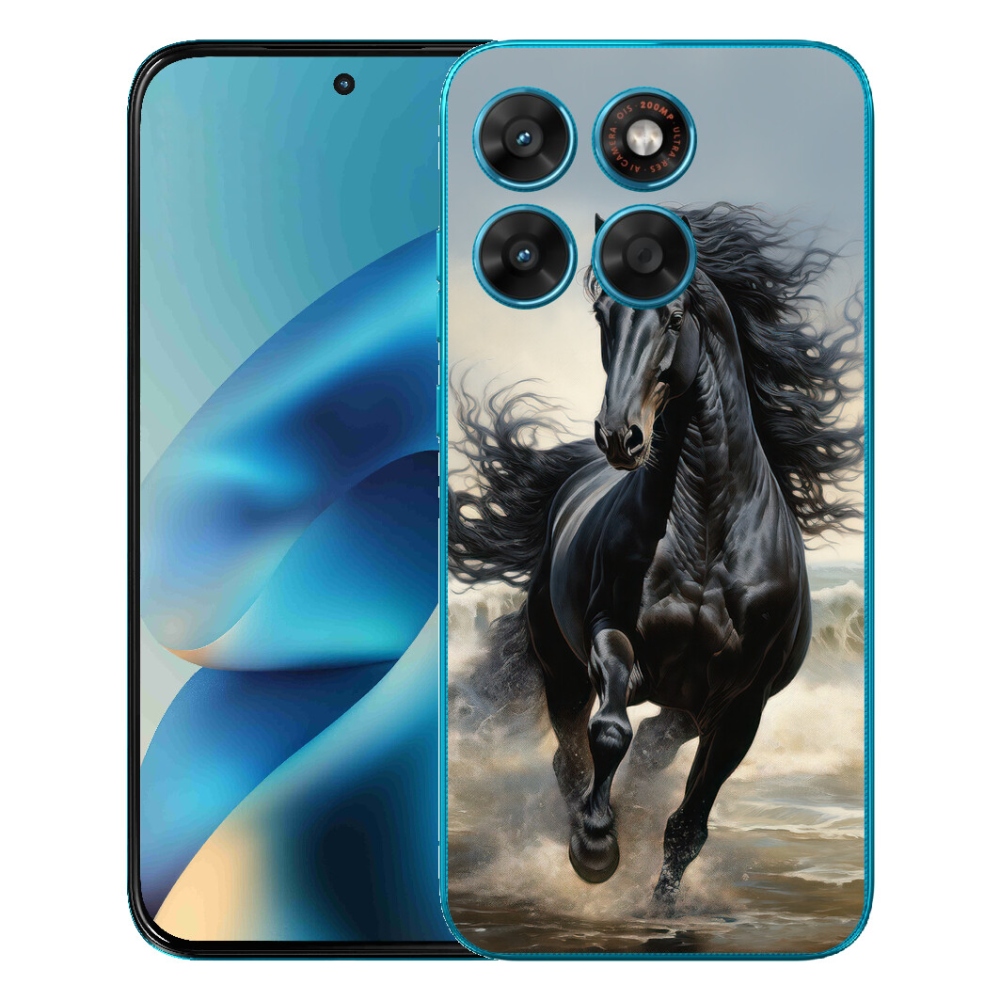 Gélový obal mmCase pre Motorola Moto G87/G77/G67 – bežiaci čierny kôň