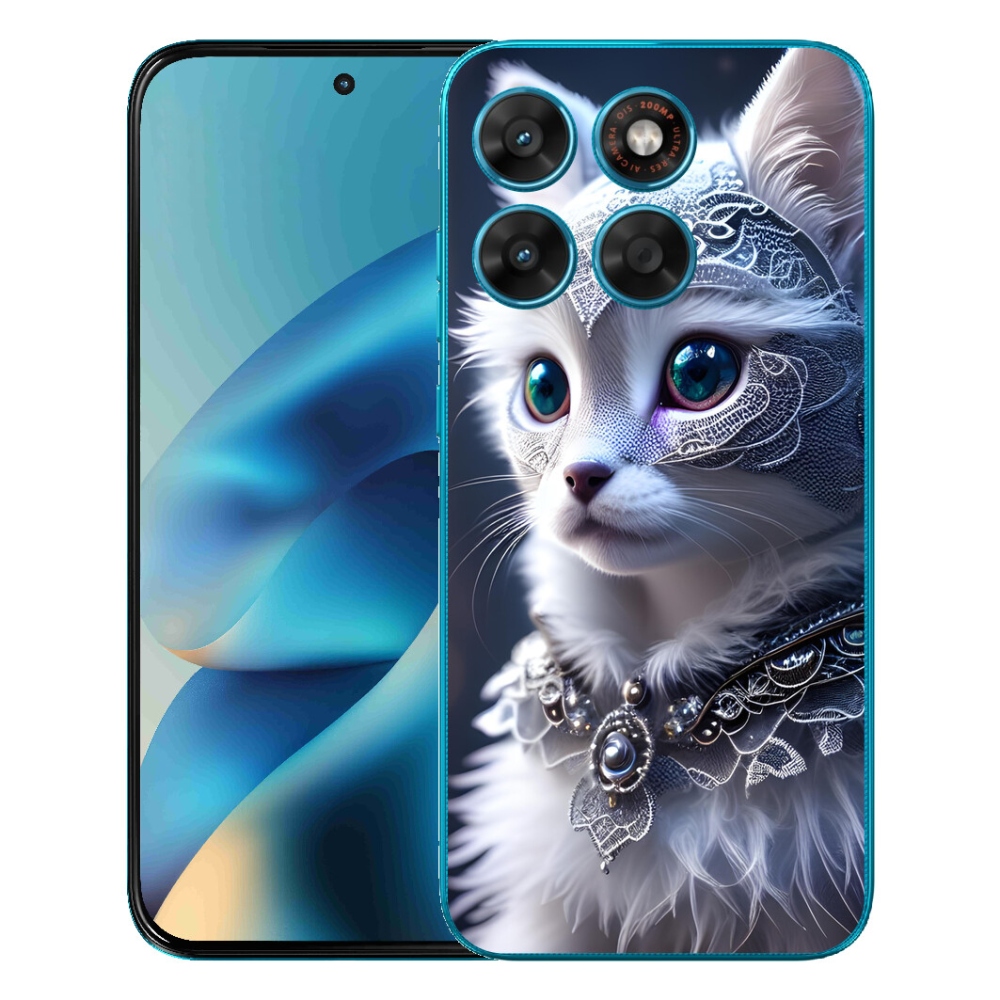 Gélový obal mmCase pre Motorola Moto G87/G77/G67 – biela mačka