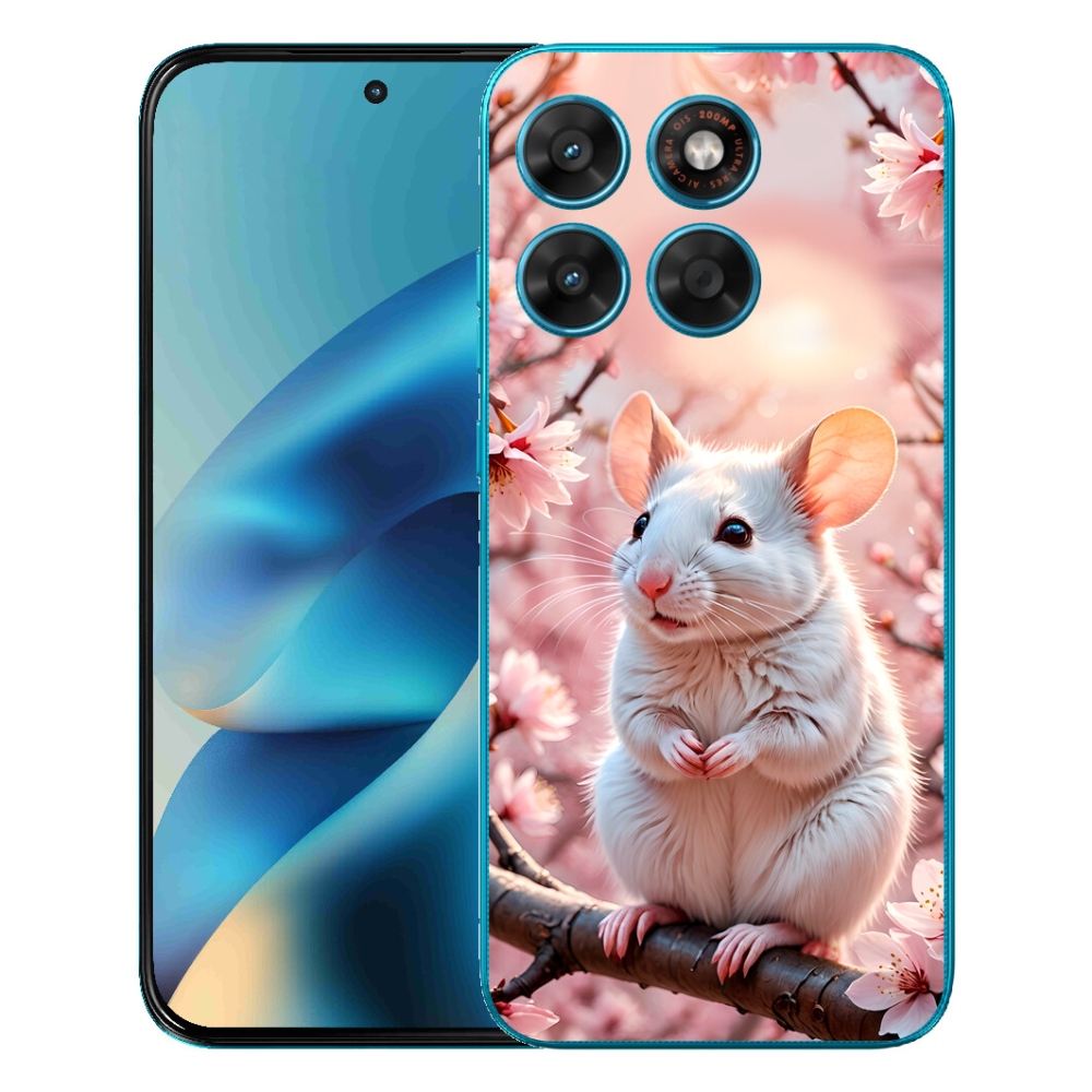 Gélový obal mmCase pre Motorola Moto G87/G77/G67 – biela myš na konáriku