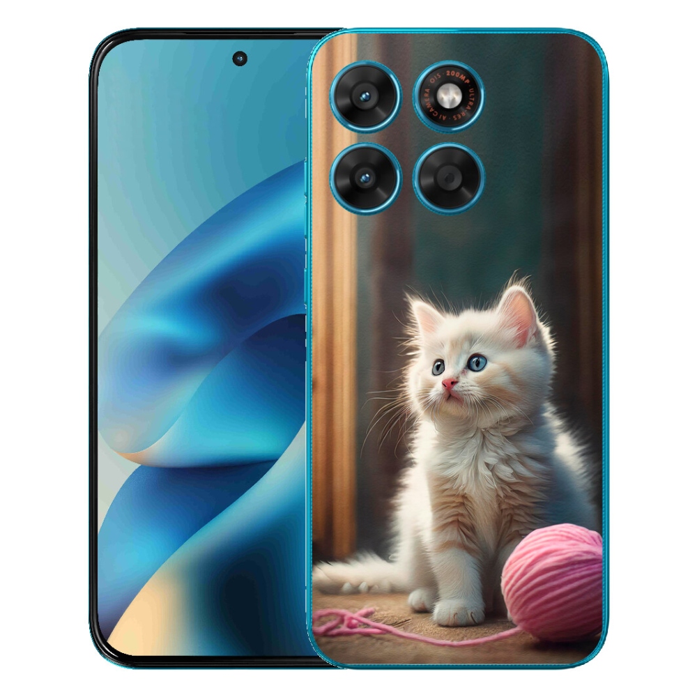 Gélový obal mmCase pre Motorola Moto G87/G77/G67 – biele mačiatko 2