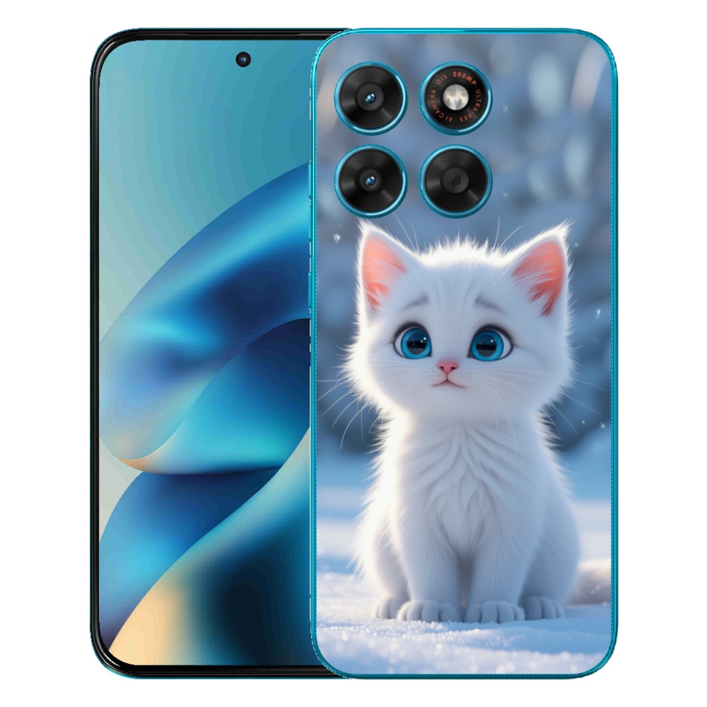 Gélový obal mmCase pre Motorola Moto G87/G77/G67 – biele mačiatko 3
