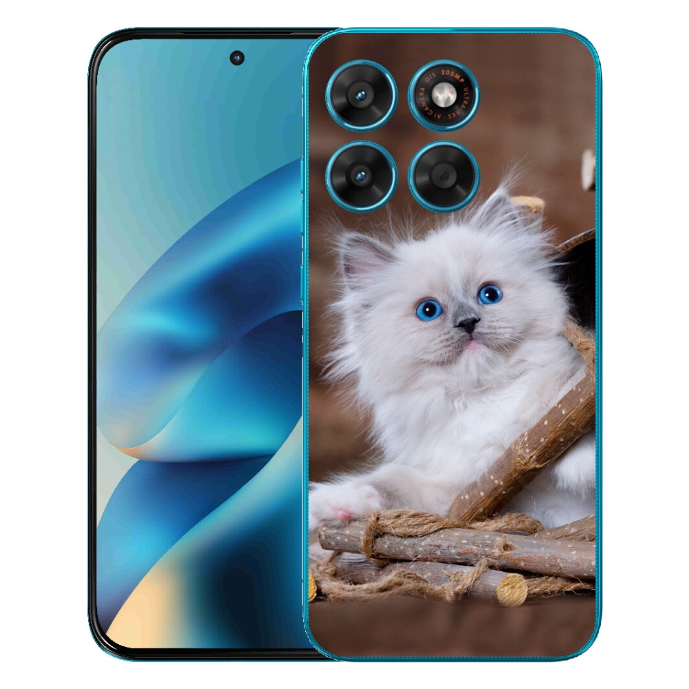 Gélový obal mmCase pre Motorola Moto G87/G77/G67 – biele mačiatko