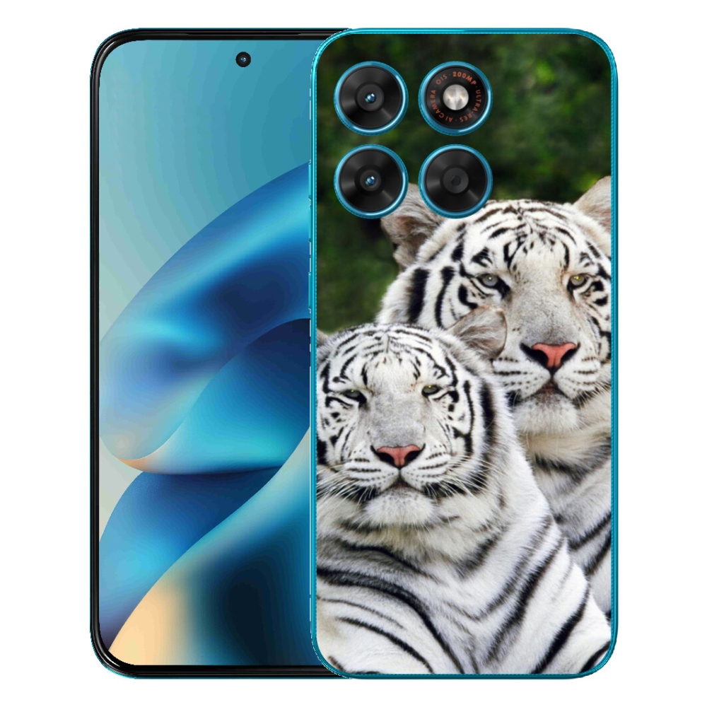Gélový obal mmCase pre Motorola Moto G87/G77/G67 – biele tigre