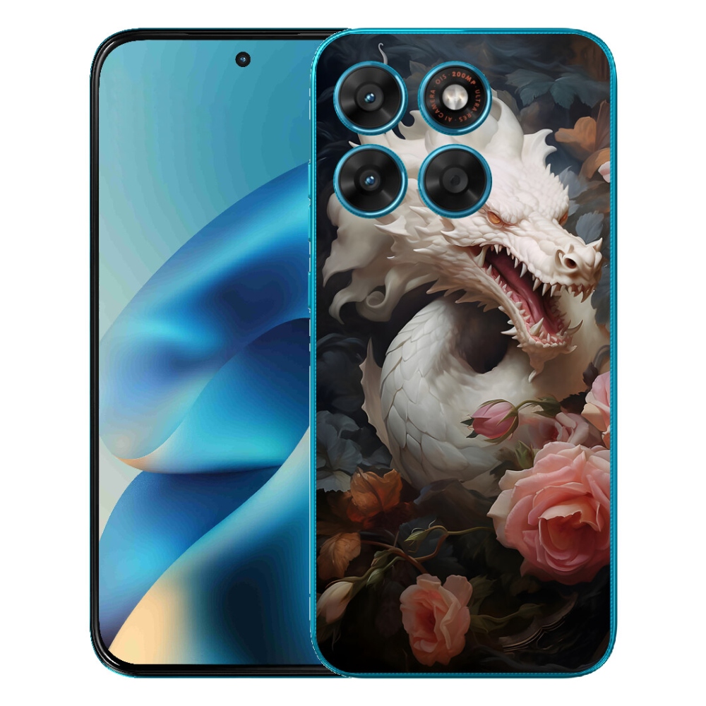 Gélový obal mmCase pre Motorola Moto G87/G77/G67 – biely drak