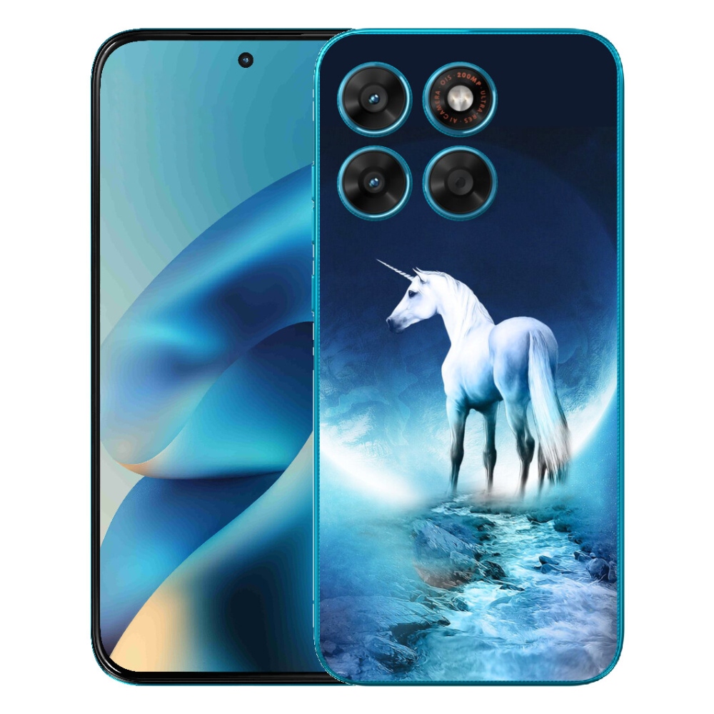 Gélový obal mmCase pre Motorola Moto G87/G77/G67 – biely jednorožec