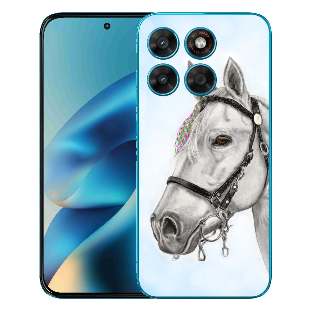 Gélový obal mmCase pre Motorola Moto G87/G77/G67 – biely kôň 1