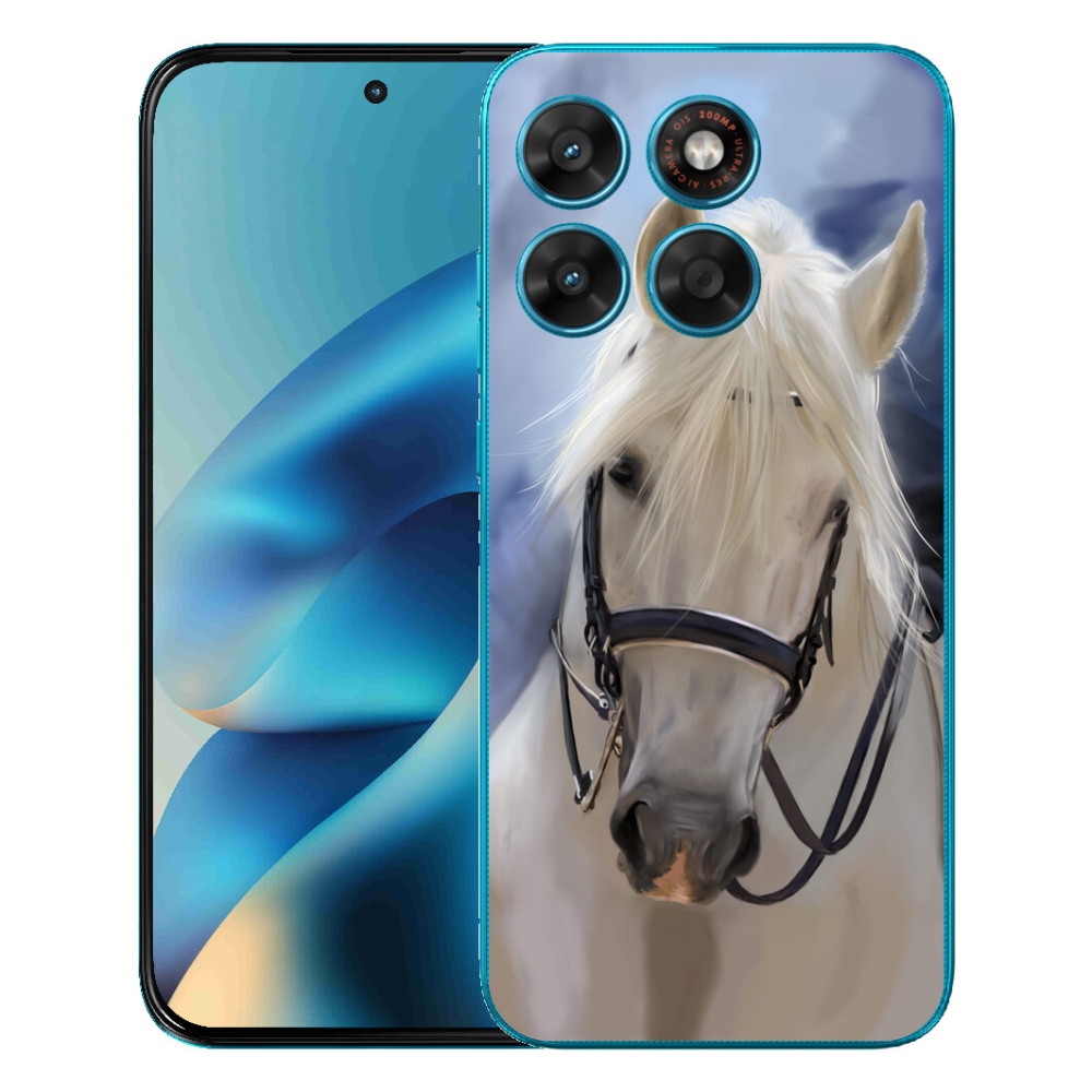 Gélový obal mmCase pre Motorola Moto G87/G77/G67 – biely kôň