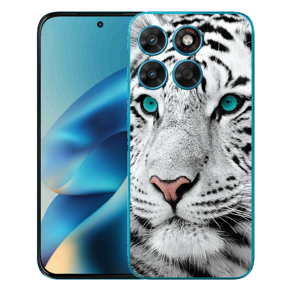 Gélový obal mmCase pre Motorola Moto G87/G77/G67 – biely tiger