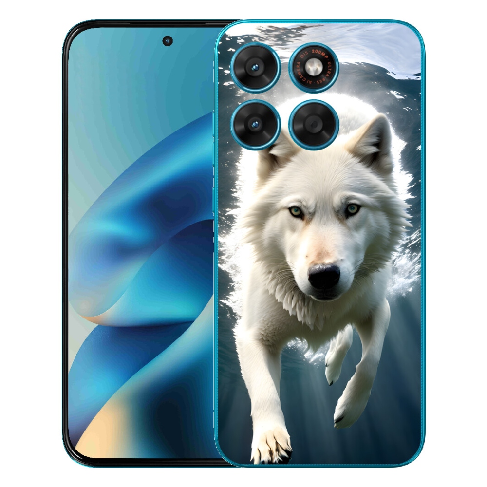 Gélový obal mmCase pre Motorola Moto G87/G77/G67 – biely vlk