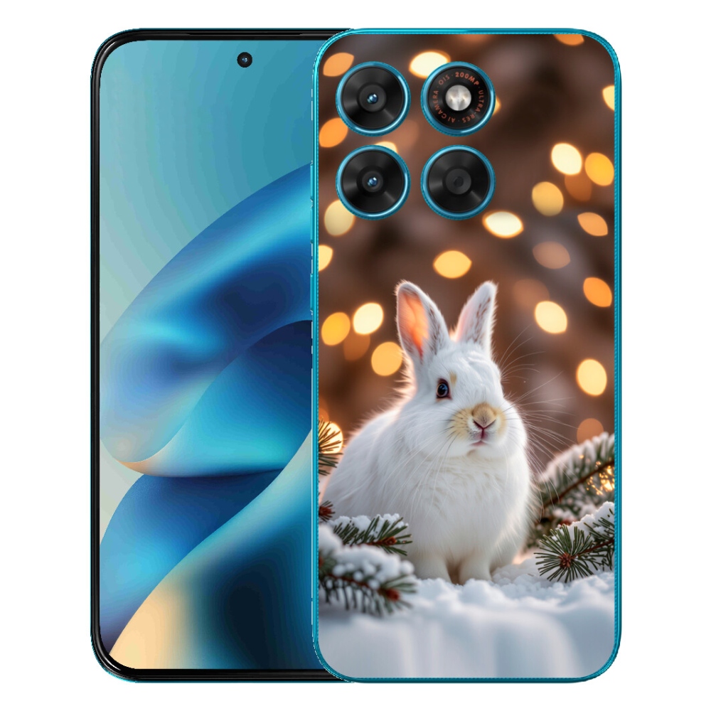 Gélový obal mmCase pre Motorola Moto G87/G77/G67 – biely zajac