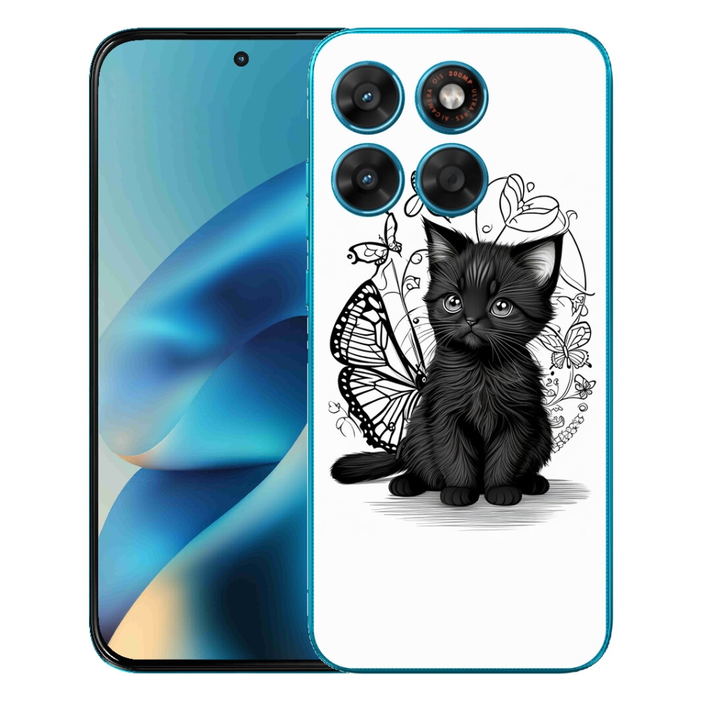 Gélové puzdro mmCase pre Motorola Moto G87/G77/G67 – čierne mačiatko