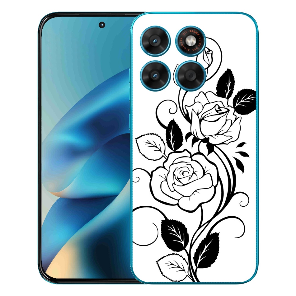 Gélový obal mmCase pre Motorola Moto G87/G77/G67 – čierno-biela ruža
