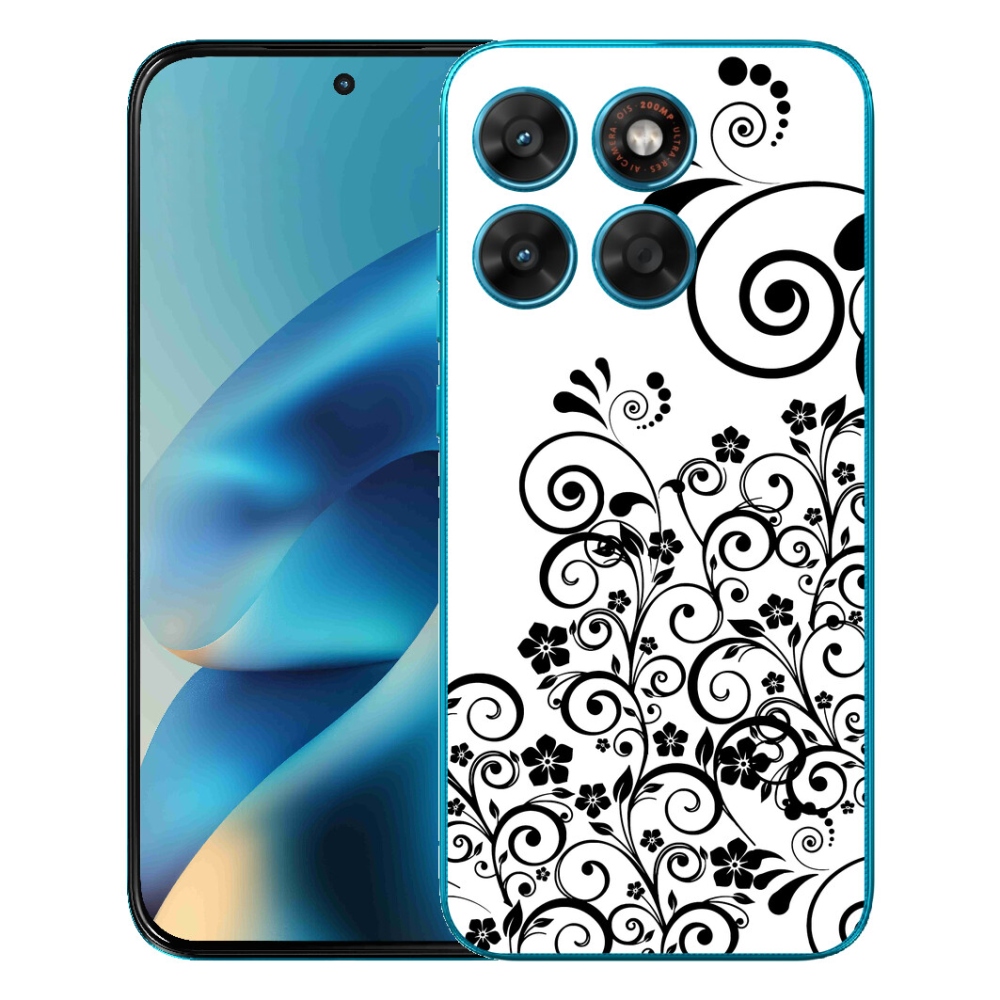 Gélové puzdro mmCase pre Motorola Moto G87/G77/G67 – čierno-biele kvetinové vzory