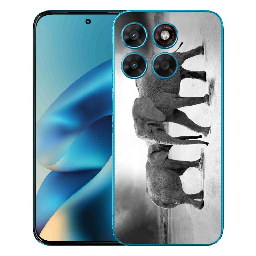 Gélový obal mmCase pre Motorola Moto G87/G77/G67 – čierno-biele slony
