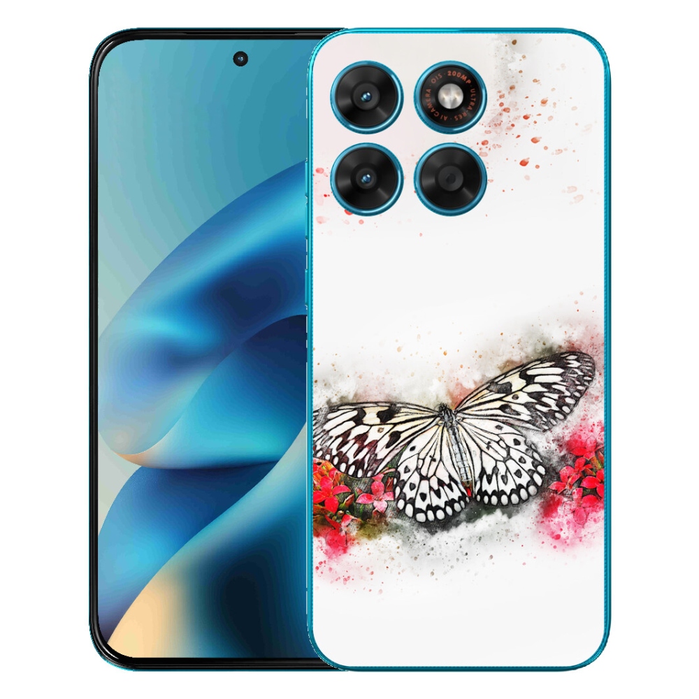 Gélový obal mmCase pre Motorola Moto G87/G77/G67 – čierno-biely motýľ