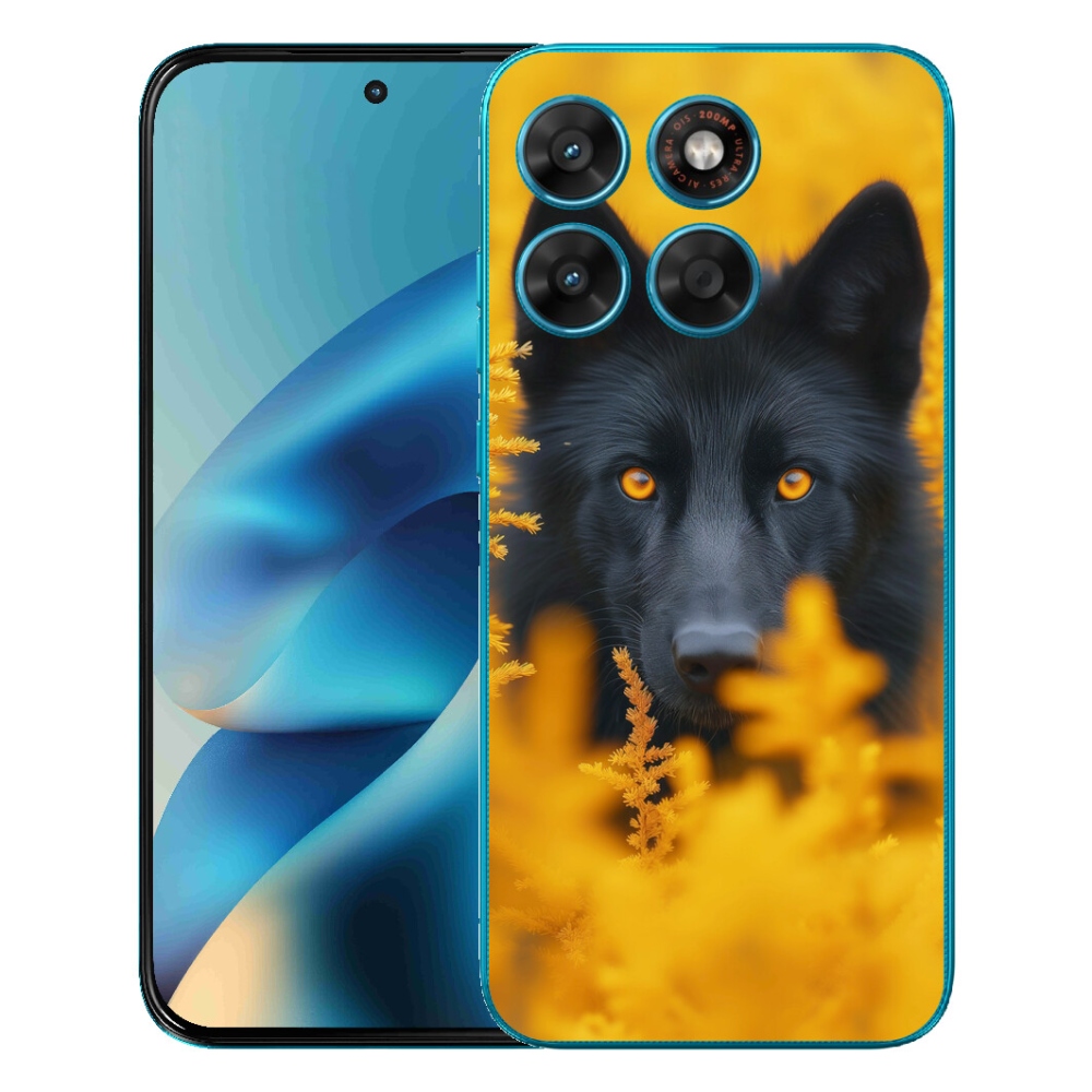 Gélový obal mmCase pre Motorola Moto G87/G77/G67 – čierny vlk 2