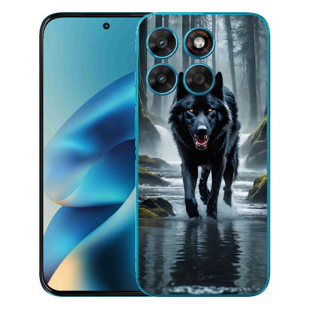Gélový obal mmCase pre Motorola Moto G87/G77/G67 – čierny vlk