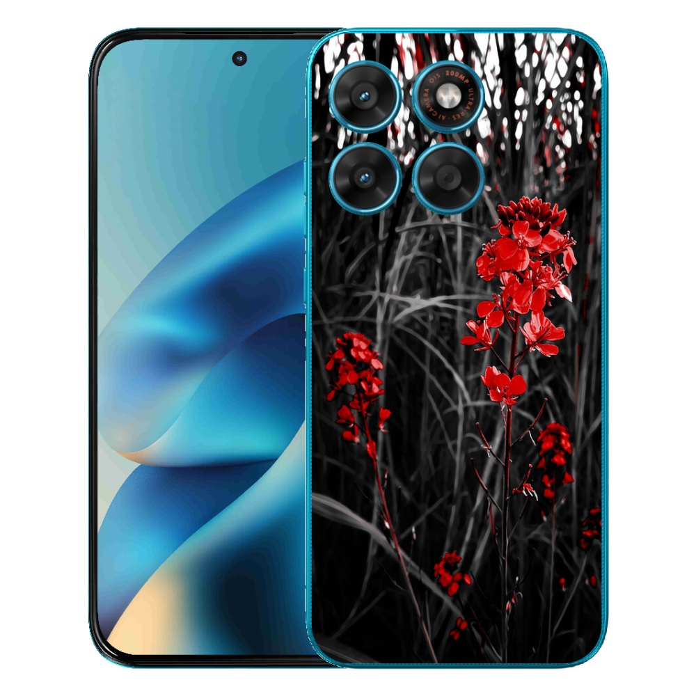 Gélový obal mmCase pre Motorola Moto G87/G77/G67 – červená rastlina