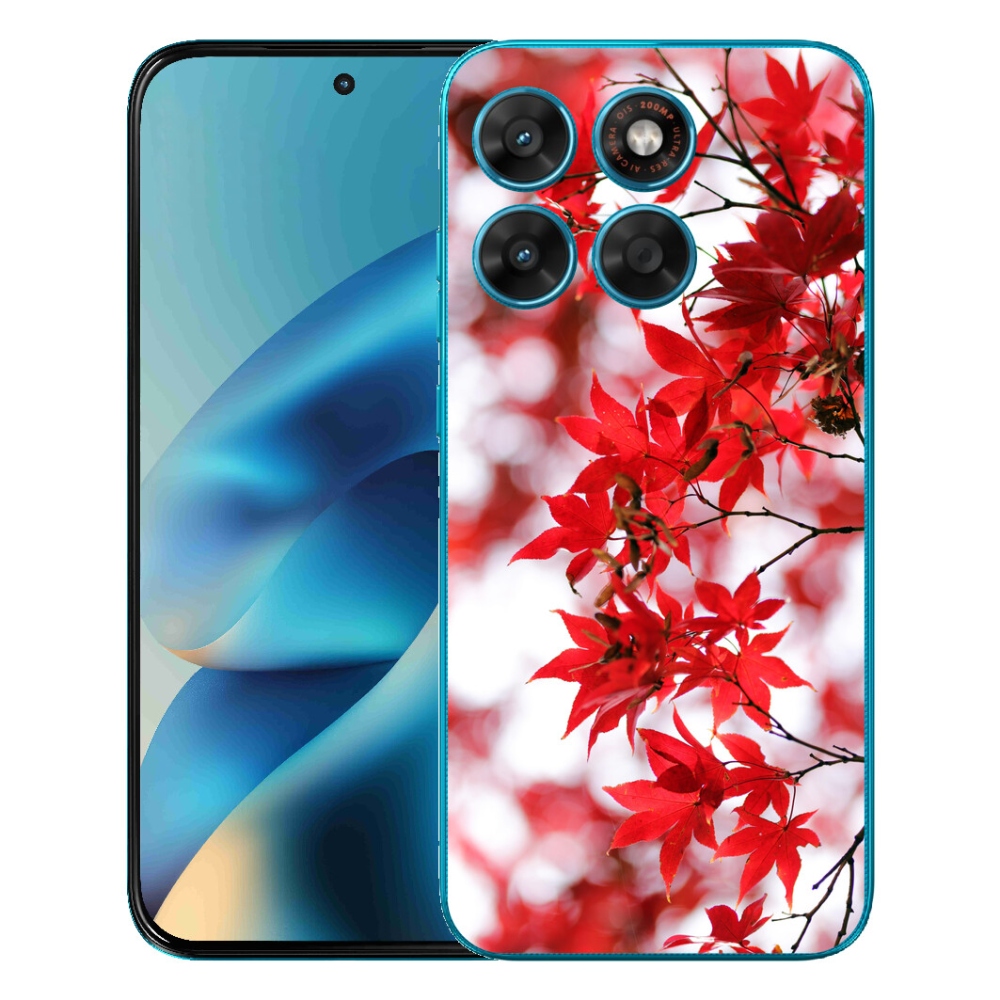 Gélový obal mmCase pre Motorola Moto G87/G77/G67 – červené listy