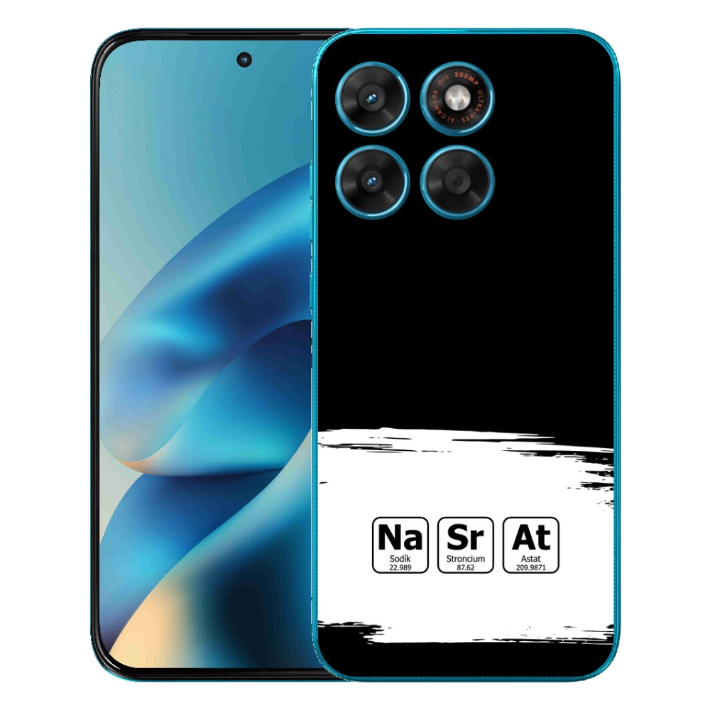 Gélový obal mmCase pre Motorola Moto G87/G77/G67 – chemické prvky na čierno-bielom pozadí