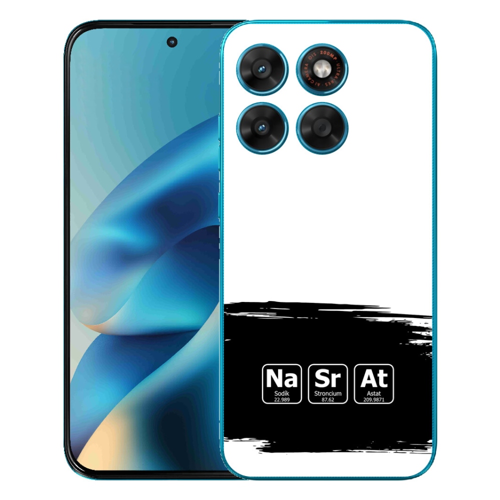 Gélový obal mmCase pre Motorola Moto G87/G77/G67 – chemické prvky na čierno-bielom pozadí
