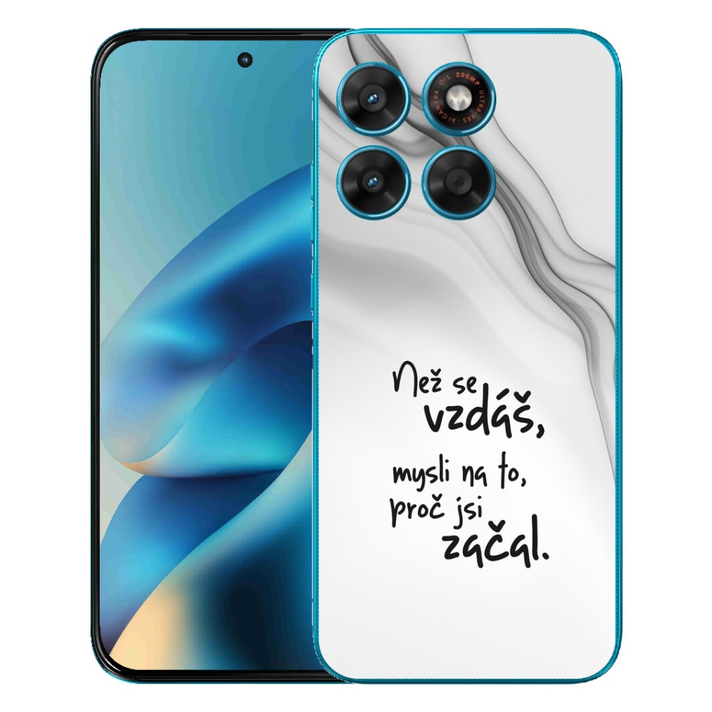 Gélový obal mmCase pre Motorola Moto G87/G77/G67 – citát 2 na bielom pozadí