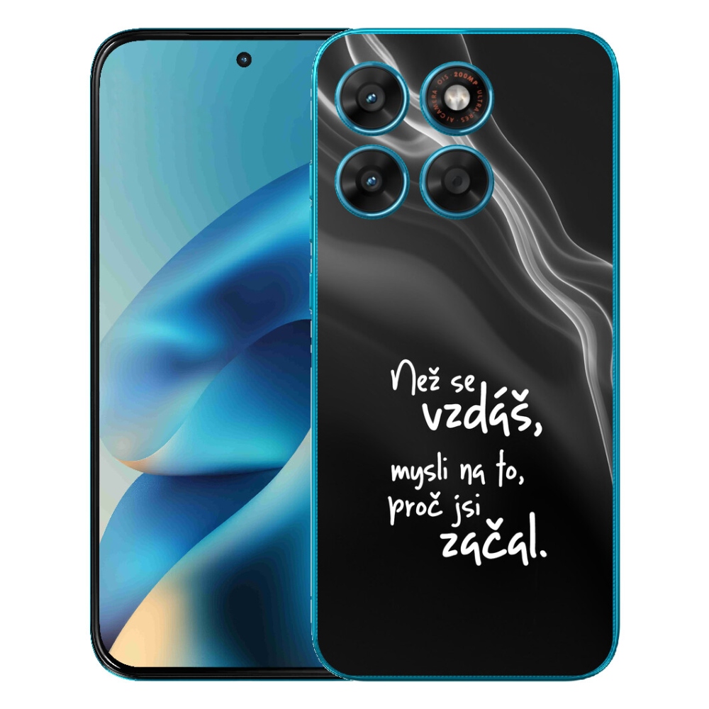 Gélový obal mmCase pre Motorola Moto G87/G77/G67 – citát 2 na čiernom pozadí