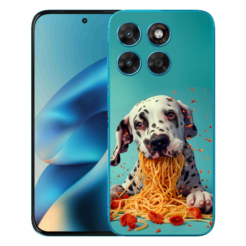 Gélový obal mmCase pre Motorola Moto G87/G77/G67 – dalmatín a špagety