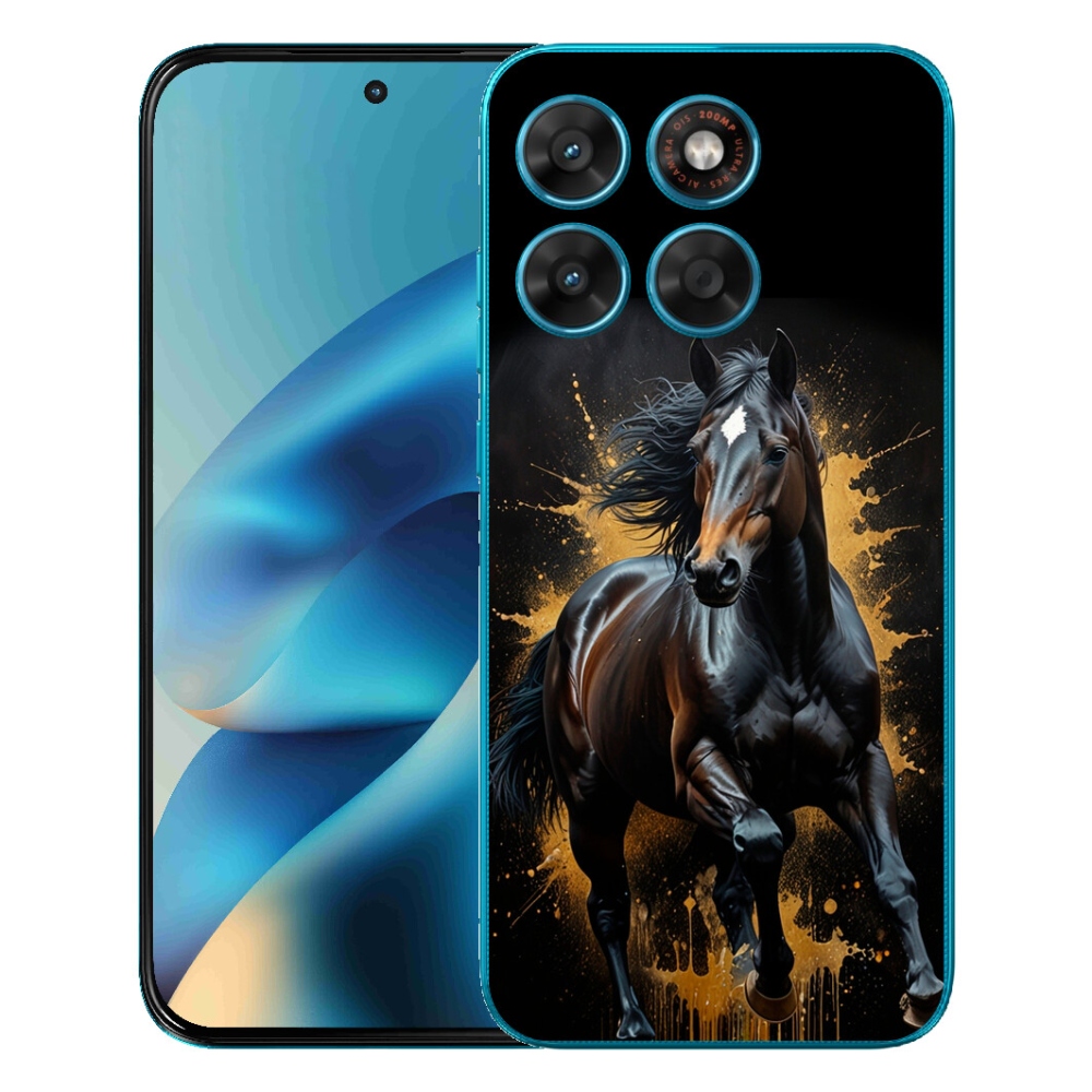 Gélový obal mmCase pre Motorola Moto G87/G77/G67 – elegantný čierny hřebec