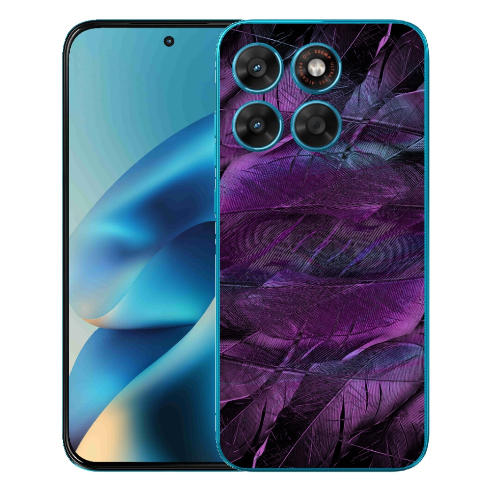 Gélový obal mmCase pre Motorola Moto G87/G77/G67 – fialové pierka