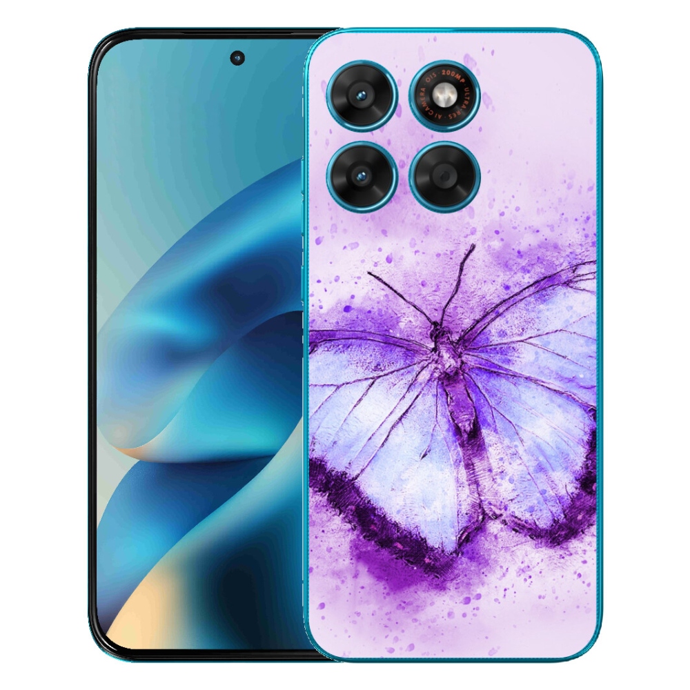 Gélový obal mmCase pre Motorola Moto G87/G77/G67 – fialový motýľ
