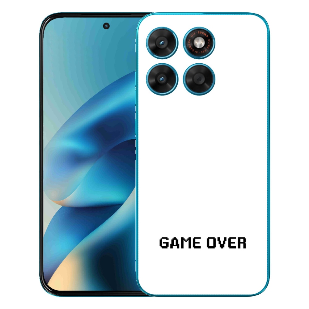 Gélový obal mmCase pre Motorola Moto G87/G77/G67 – „game over“ na bielom pozadí