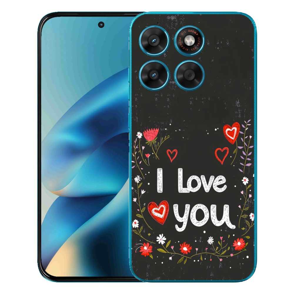 Gélový obal mmCase pre Motorola Moto G87/G77/G67 – „I love you“ na čiernom pozadí