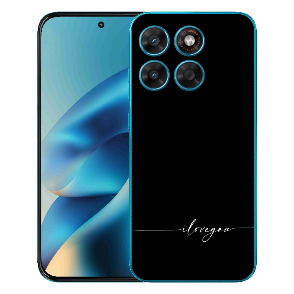 Gélový obal mmCase pre Motorola Moto G87/G77/G67 – „I love you“ na čiernom pozadí