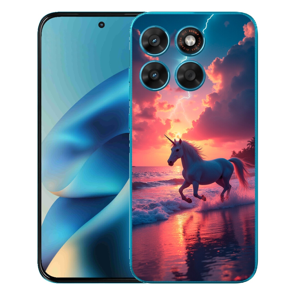 Gélové puzdro mmCase pre Motorola Moto G87/G77/G67 – jednorožec na pláži
