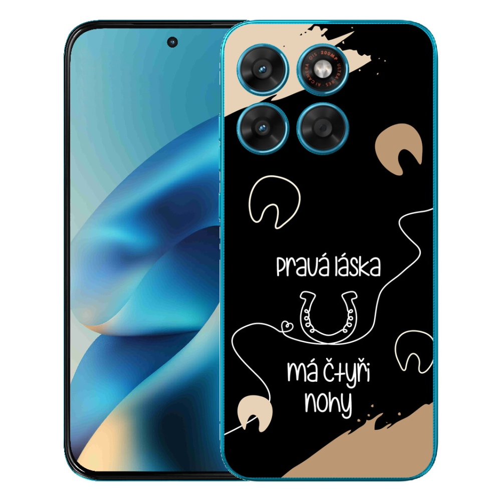 Gélový obal mmCase pre Motorola Moto G87/G77/G67 – motív koňa na čiernom pozadí