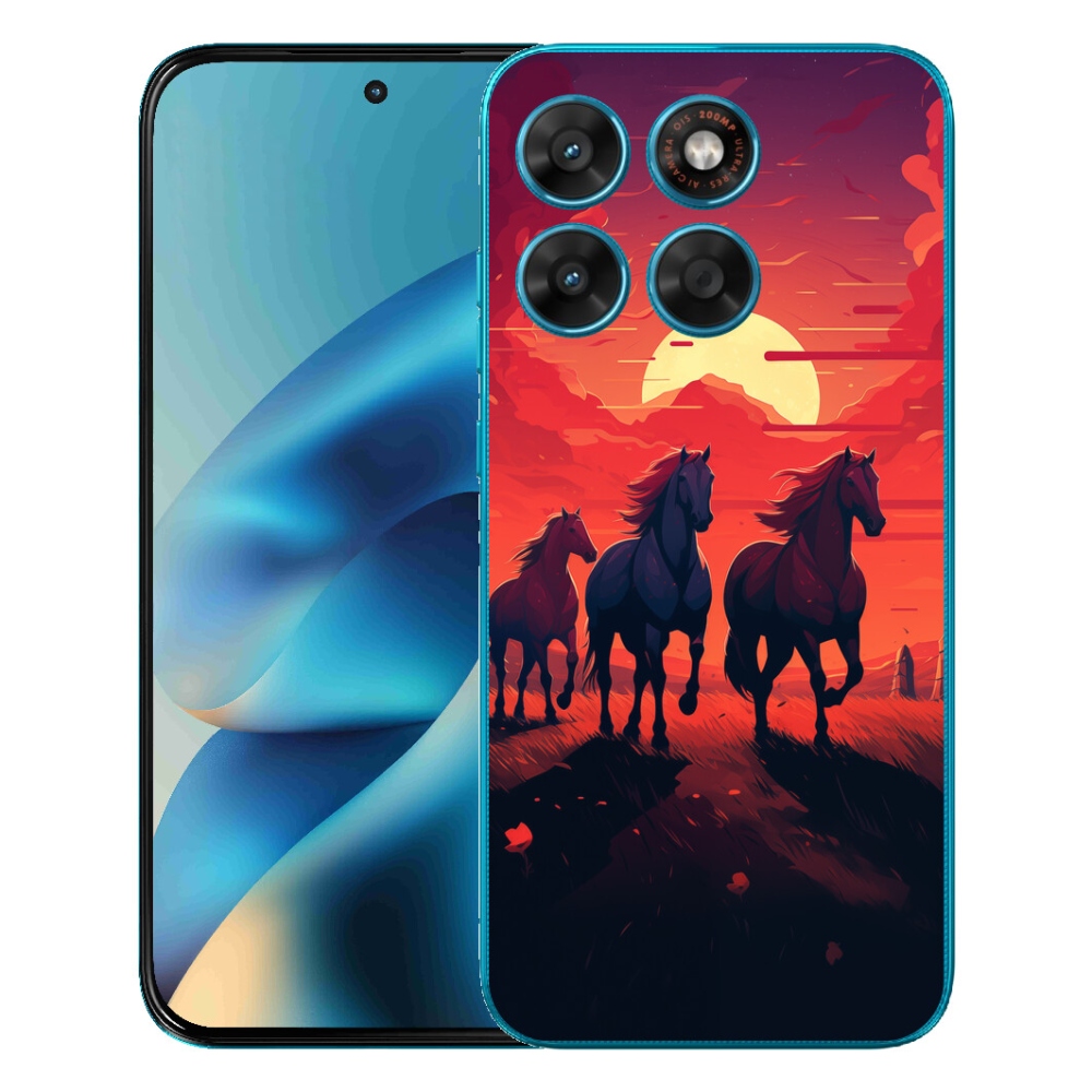Gélové puzdro mmCase pre Motorola Moto G87/G77/G67 – kone a západ slnka