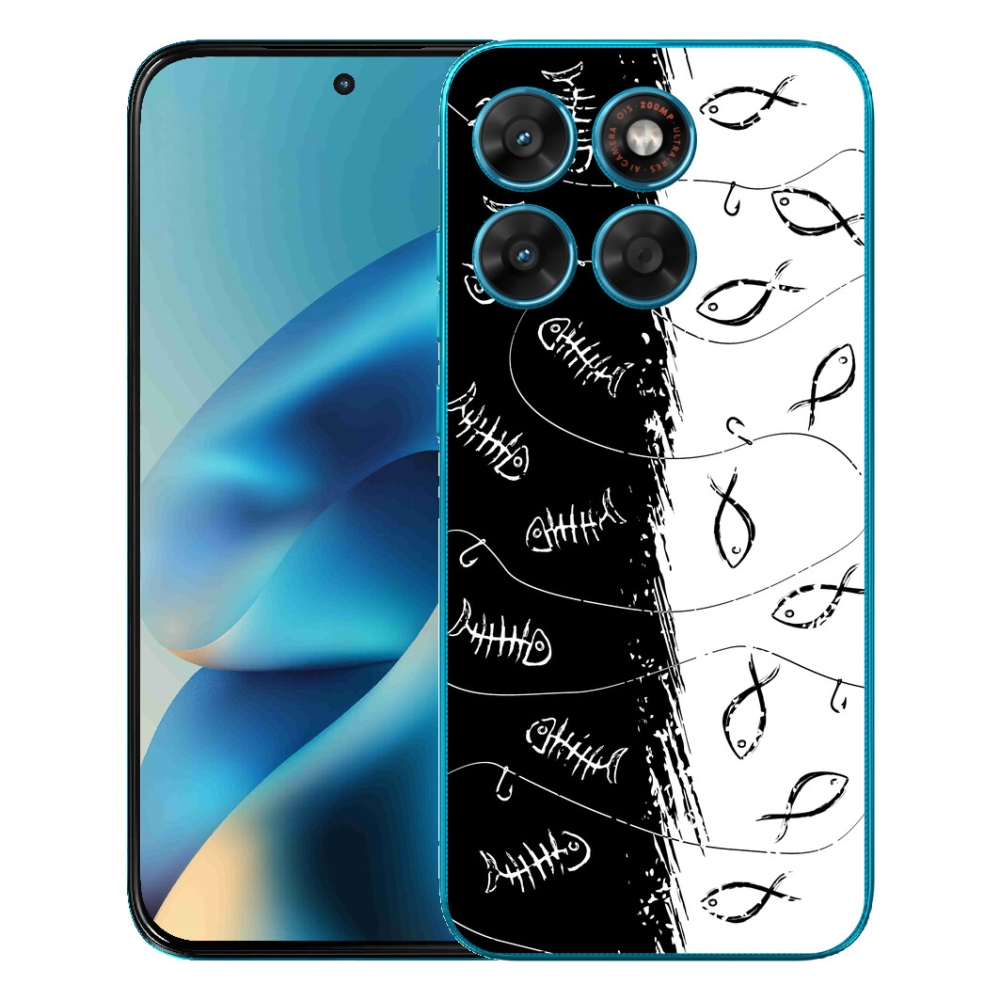 Gélový obal mmCase pre Motorola Moto G87/G77/G67 – kostry a rybky