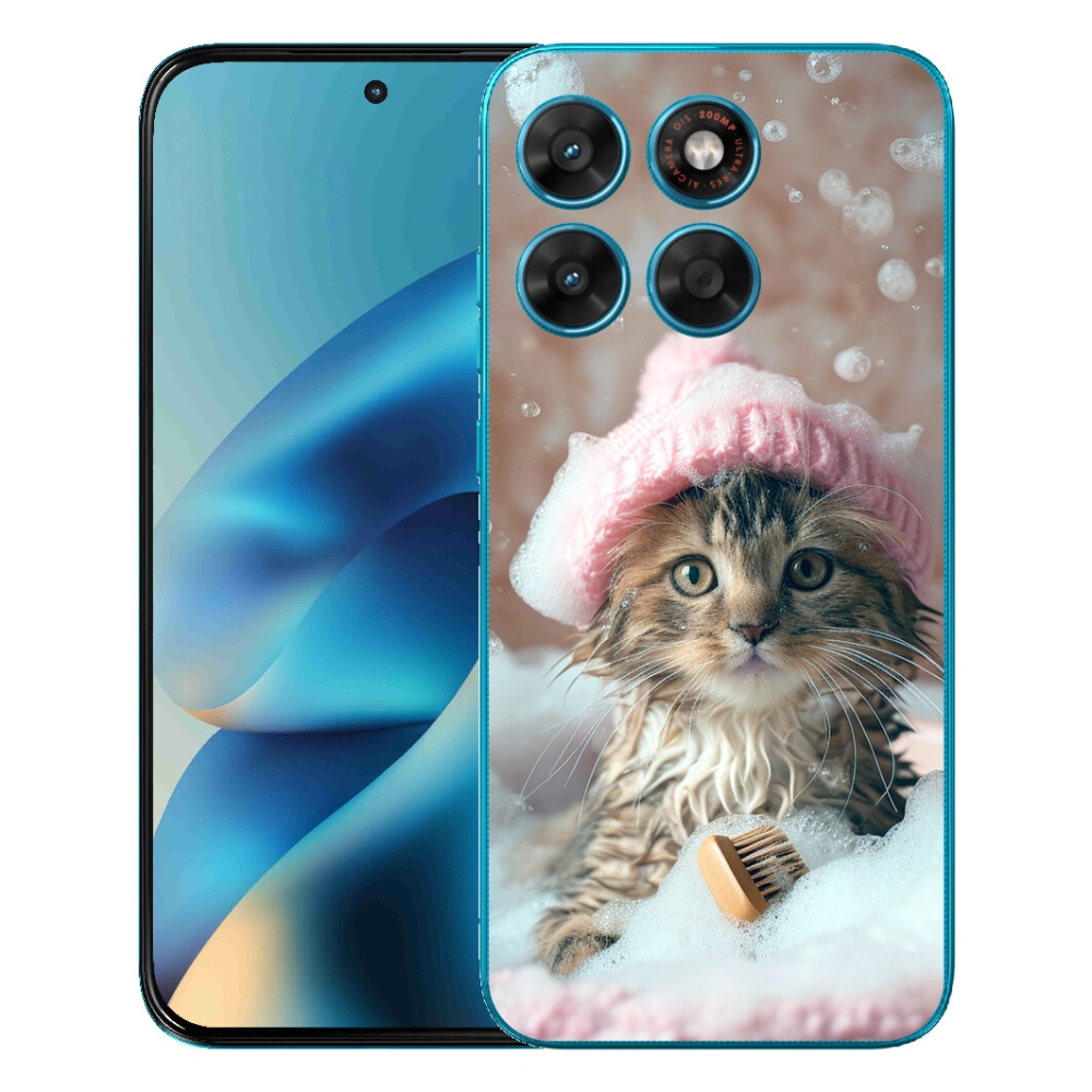 Gélový obal mmCase pre Motorola Moto G87/G77/G67 – mačiatko a kúpeľ