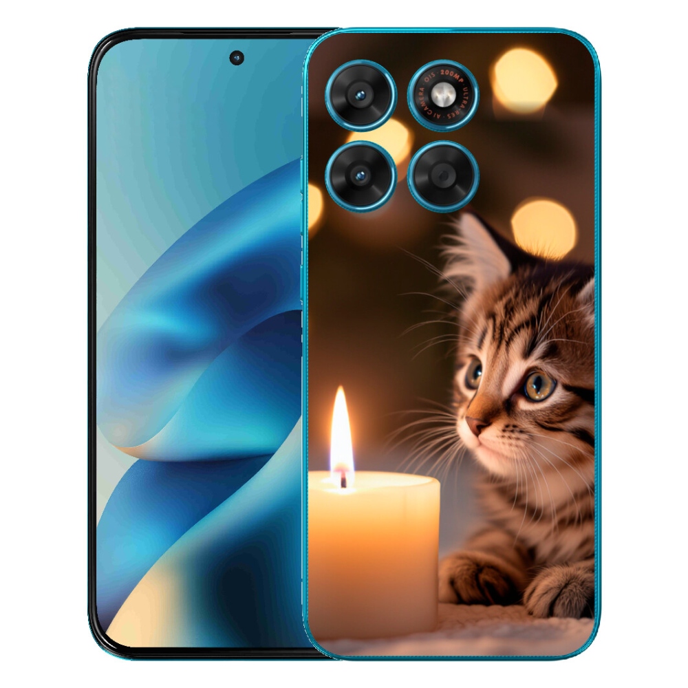 Gélový obal mmCase pre Motorola Moto G87/G77/G67 – mačiatko a sviečka
