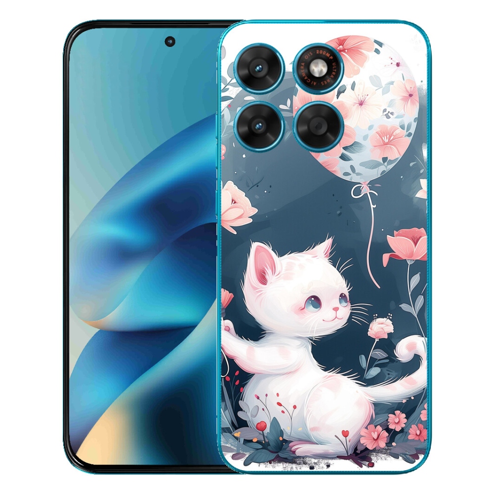 Gélový obal mmCase pre Motorola Moto G87/G77/G67 – mačiatko s balónikom