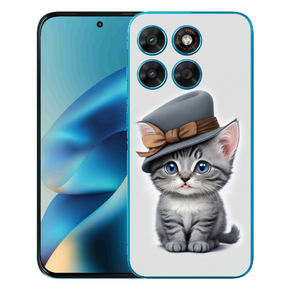 Gélový obal mmCase pre Motorola Moto G87/G77/G67 – mačiatko s klobúkom