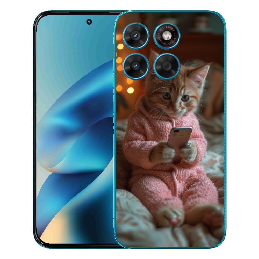 Gélový obal mmCase pre Motorola Moto G87/G77/G67 – mačiatko s mobilom
