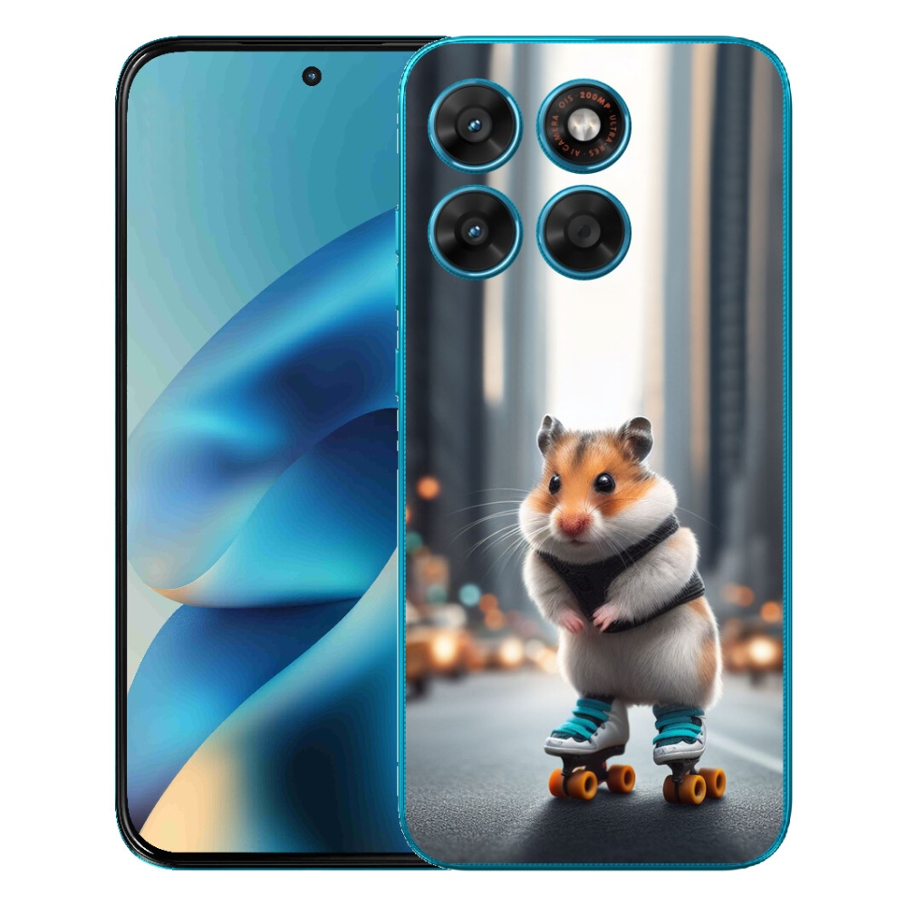 Gélový obal mmCase pre Motorola Moto G87/G77/G67 – škrečok na korčuliach