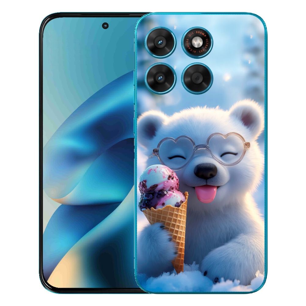 Gélový obal mmCase pre Motorola Moto G87/G77/G67 – medvedík so zmrzlinou