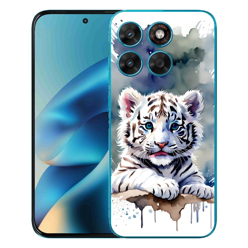 Gélový obal mmCase pre Motorola Moto G87/G77/G67 – mláďa bieleho tigra
